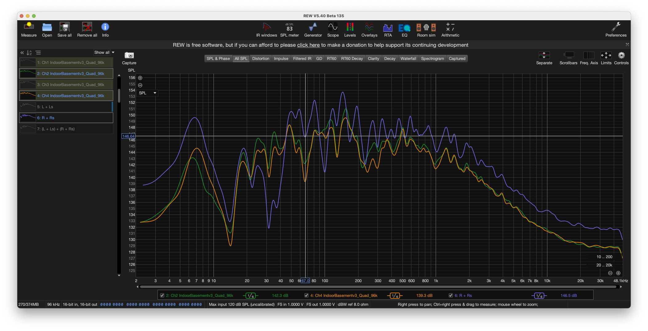 REW measurement of the left side