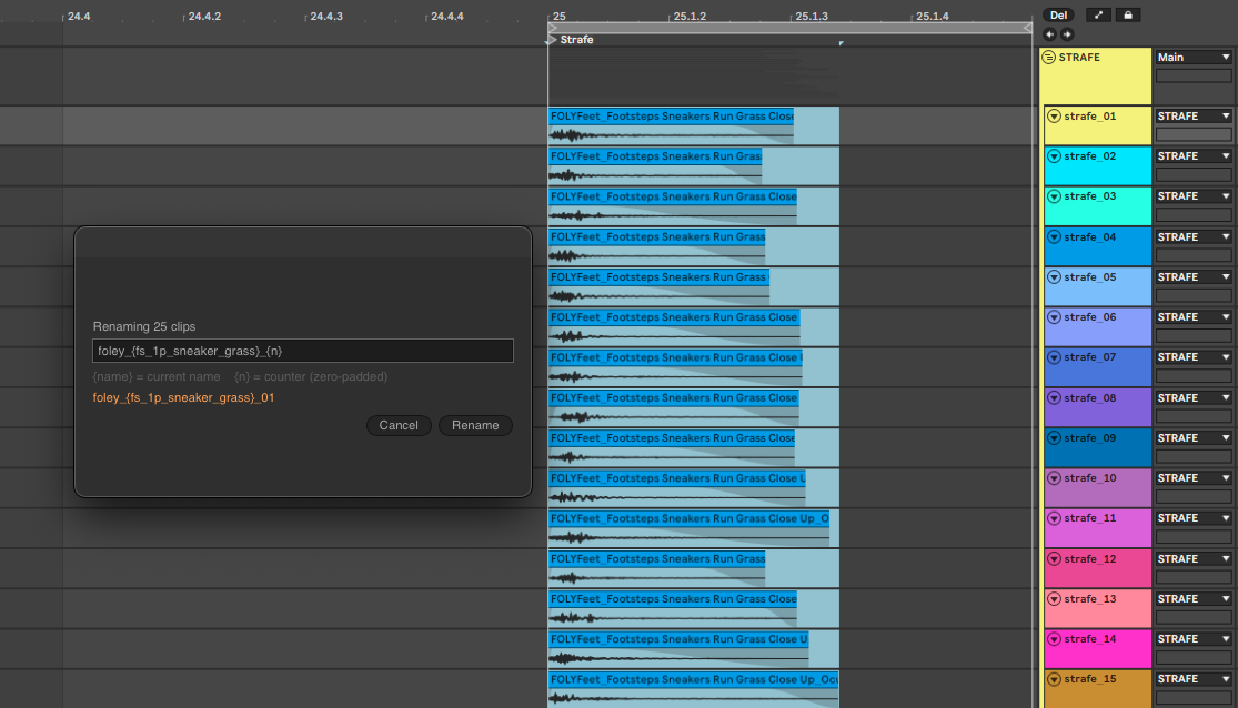 Footstep editing and layering in Ableton with clip extensions