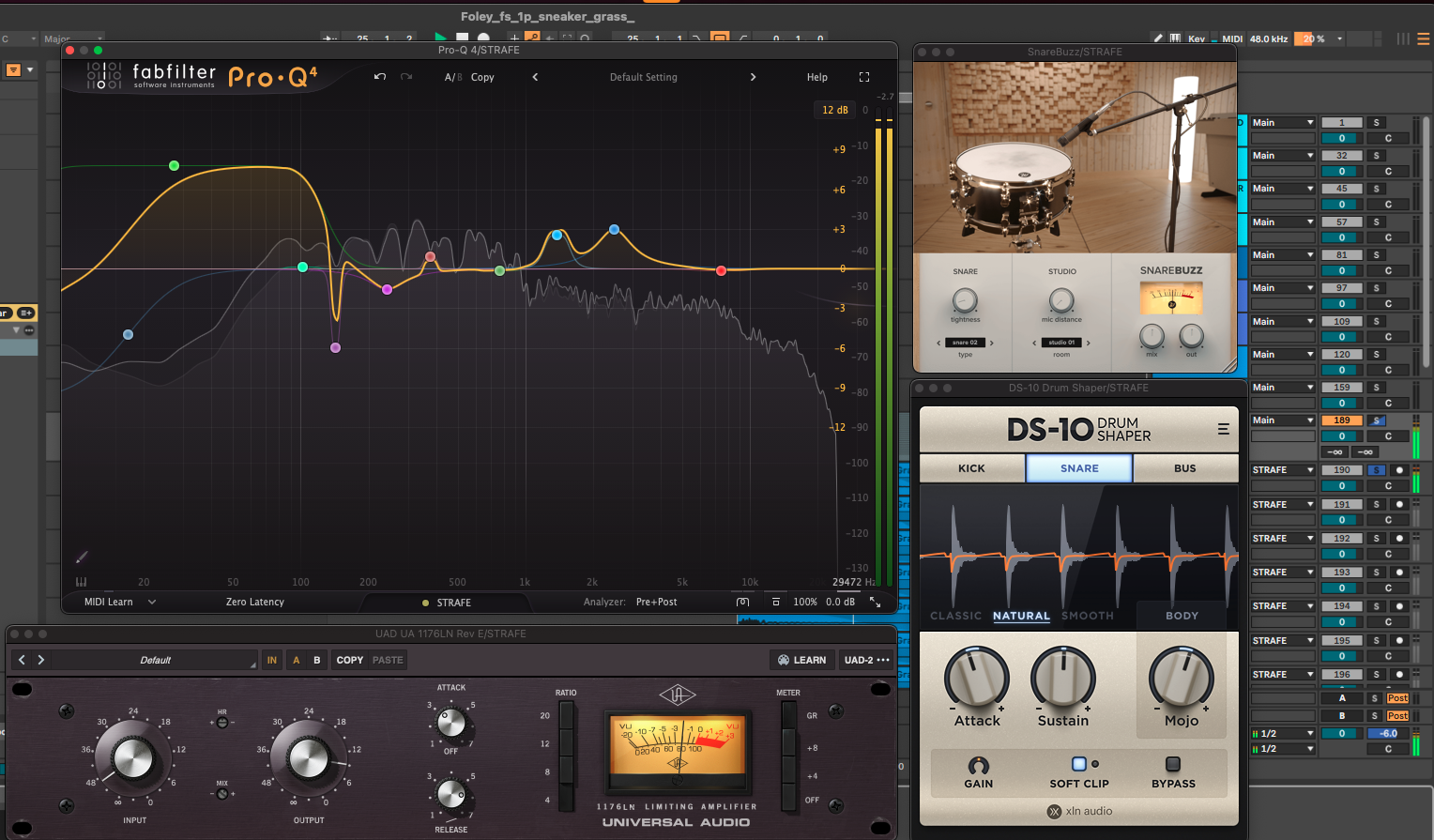 Processing chain used for footstep shaping and EQ matching