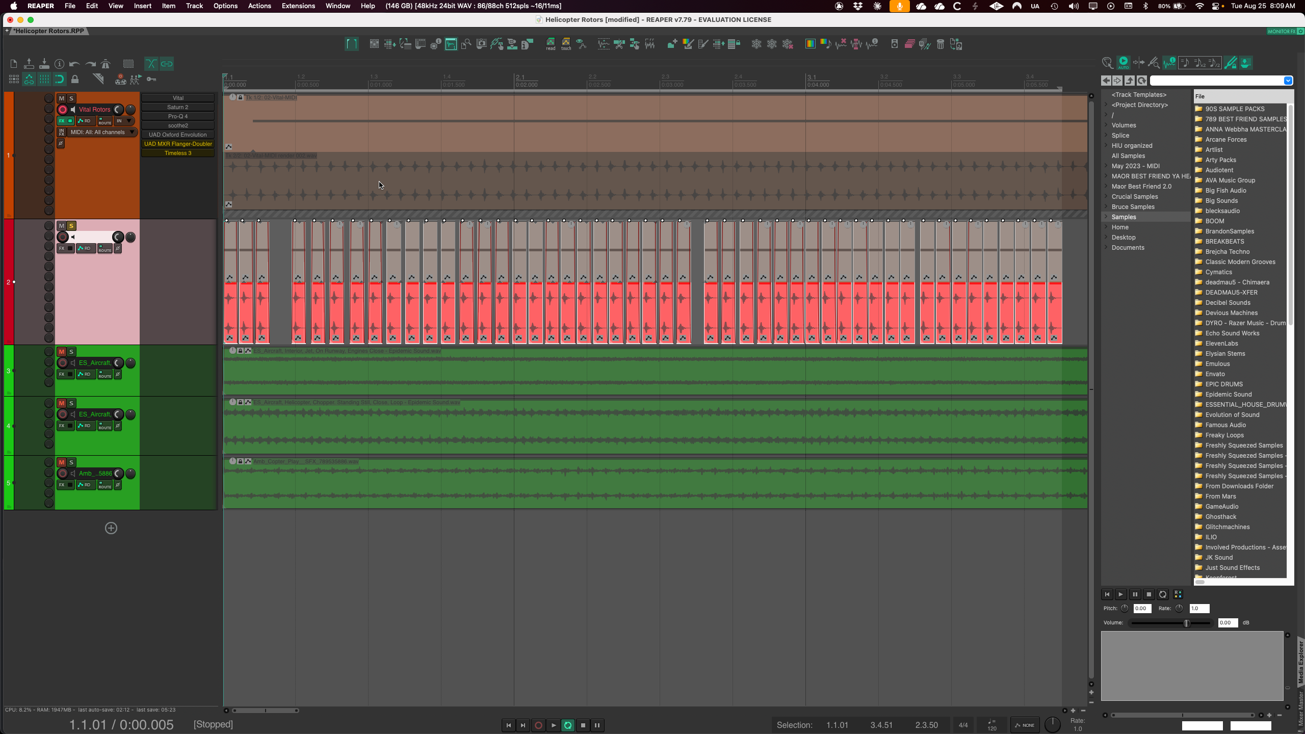 Rotor design session in Reaper