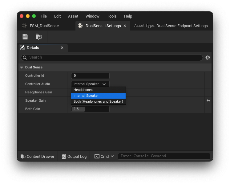DualSense Endpoint Settings