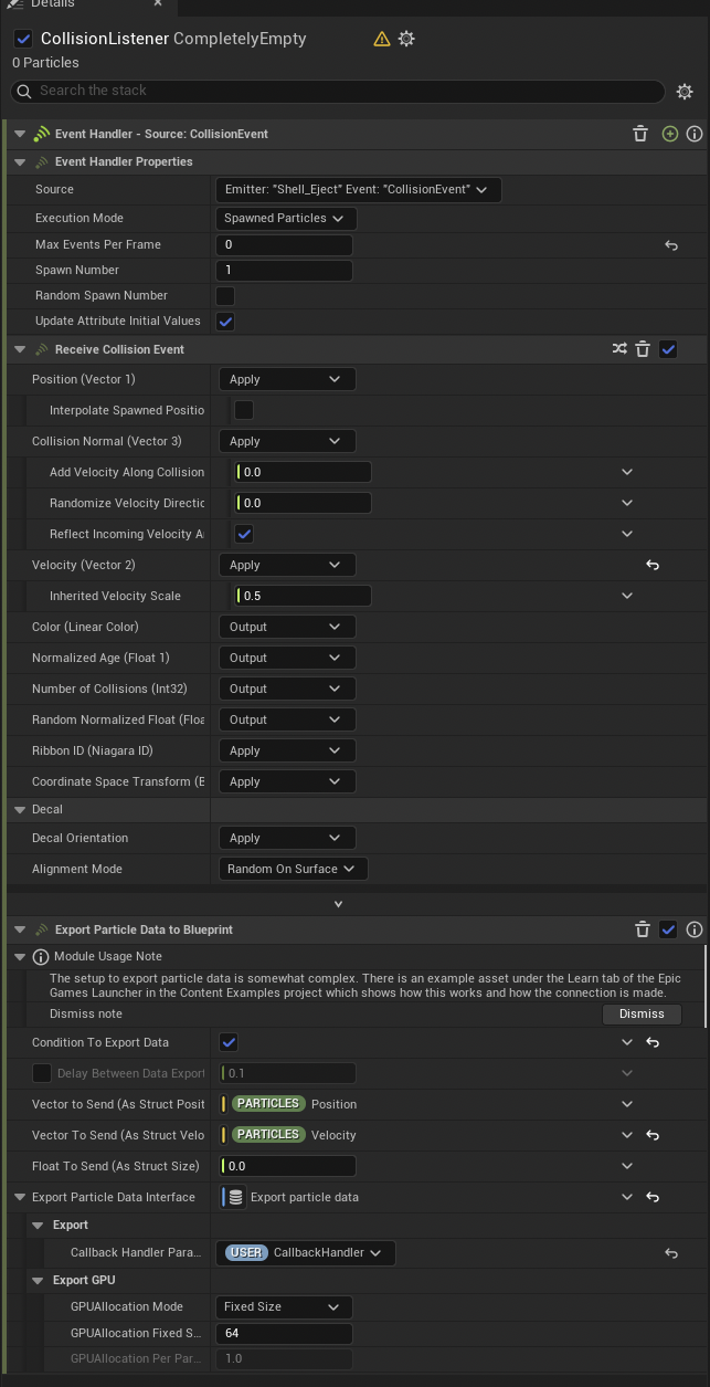 CollisionListener event handler settings