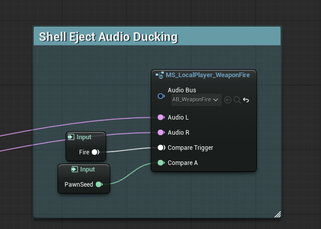 Shell eject audio ducking fed from the punch wave array