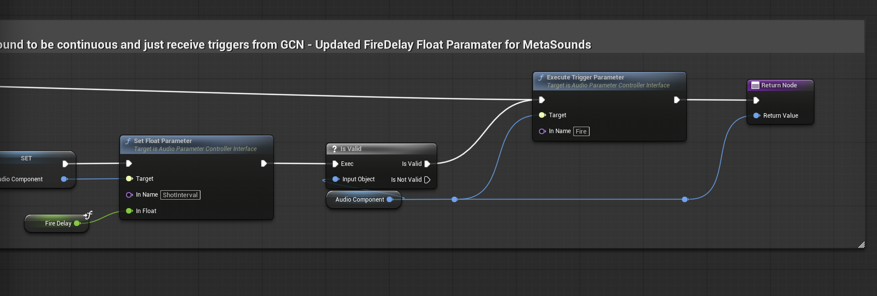TriggerFireAudio returning the AudioComponent